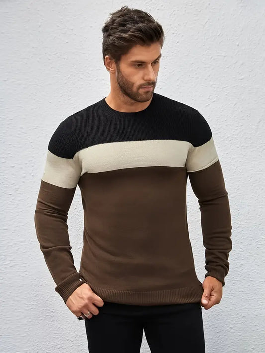 Kareem - Voller Ärmel 3 Tone Stylish Herren Pullover