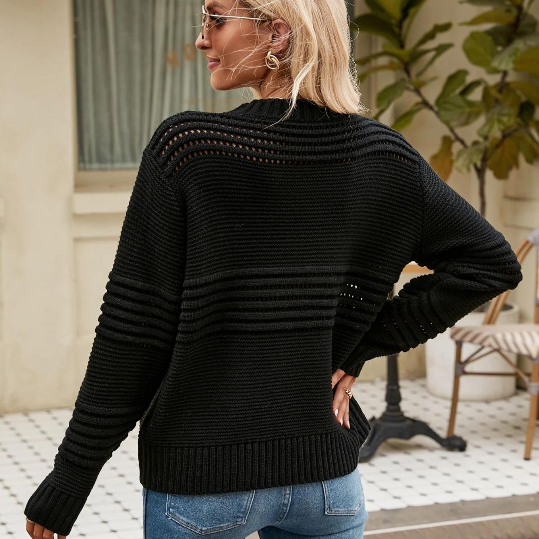 Allegra - Strukturierter Strickpullover mit gestreiftem Muster