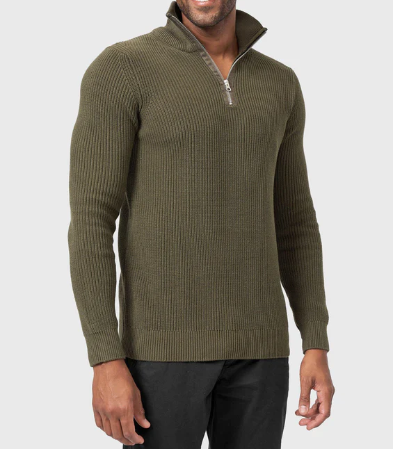 Tommy - Zip Up Langarm Pullover mit Kragen für Herren