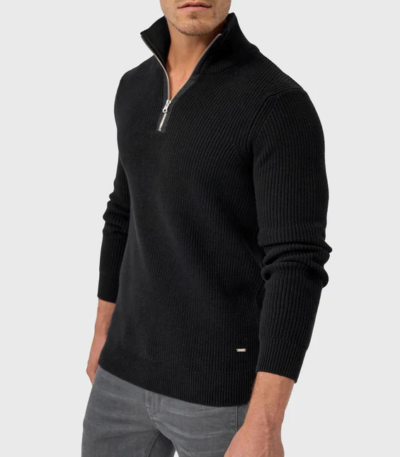 Tommy - Zip Up Langarm Pullover mit Kragen für Herren