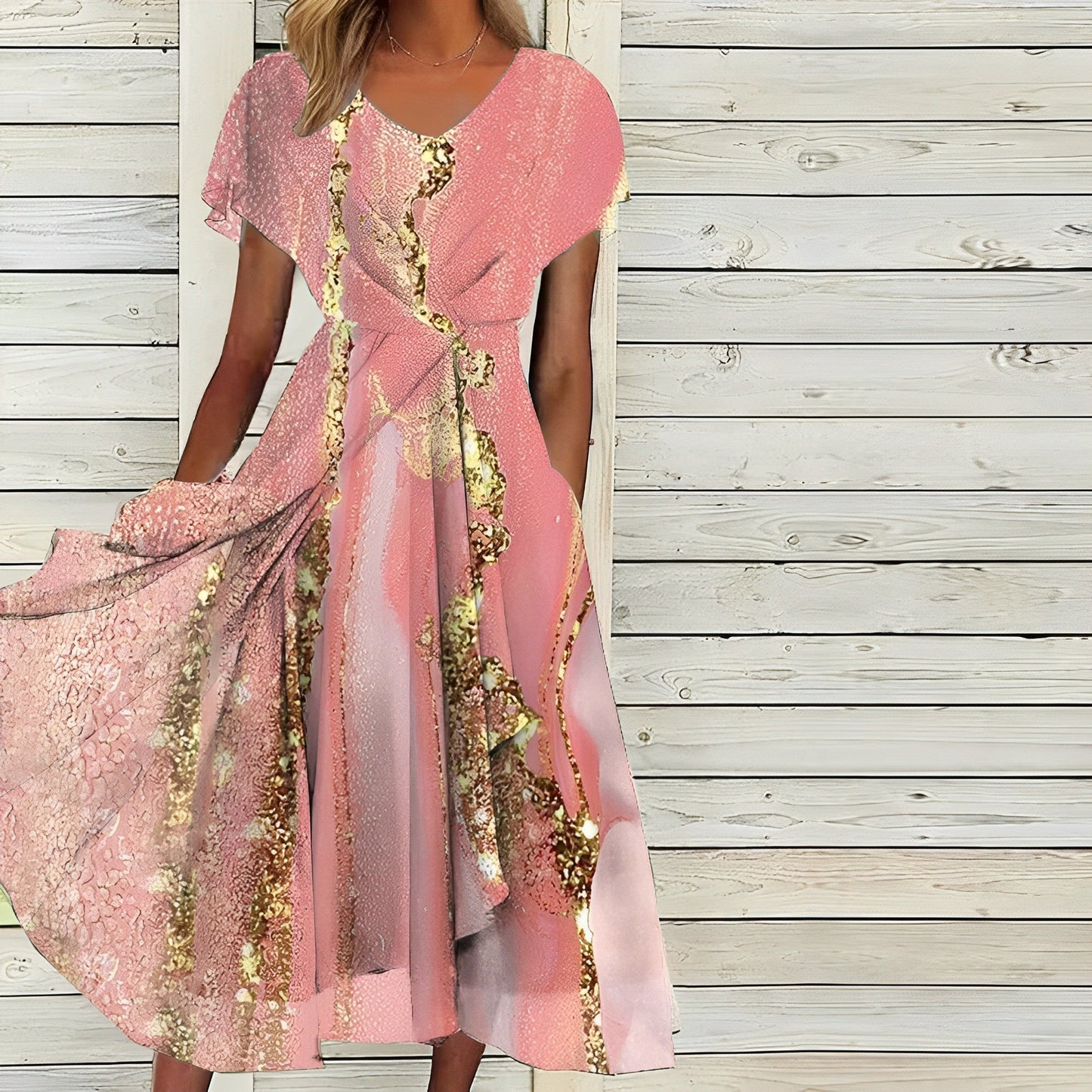 Jasmin - Schönes rosa-goldenes Kleid für besondere Anlässe