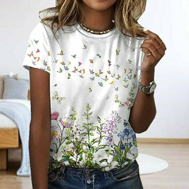 Belen - Lässiges T-Shirt Mit Blumendruck