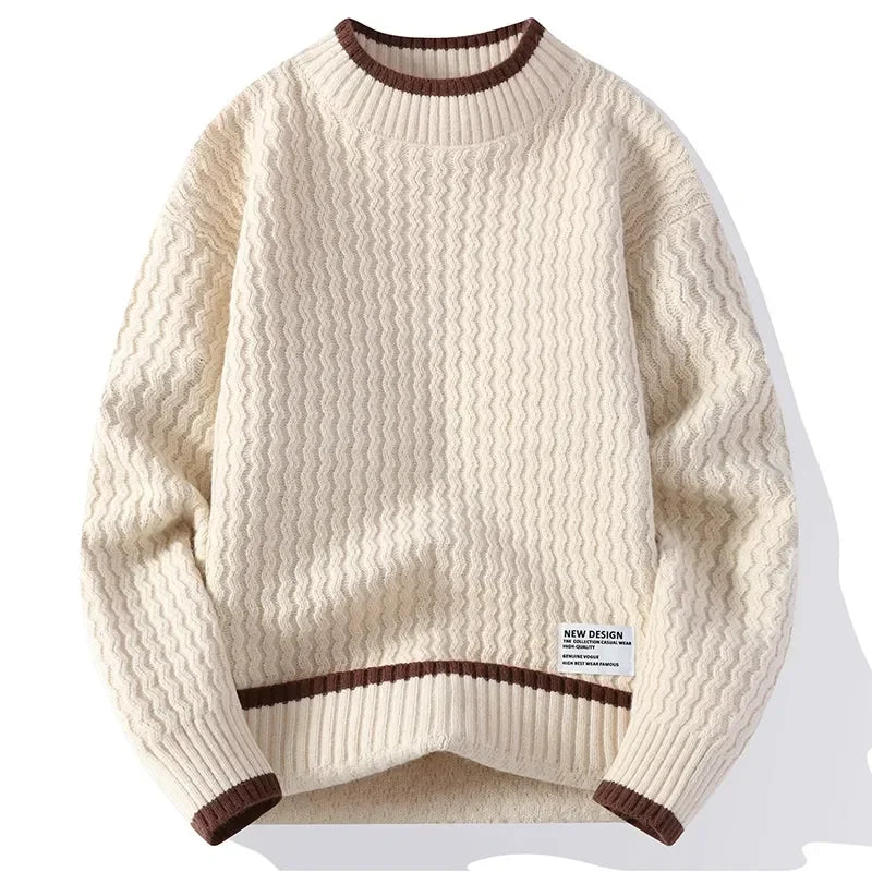 Kaiden – Gerippter Strickpullover für Herren mit Rundhalsausschnitt