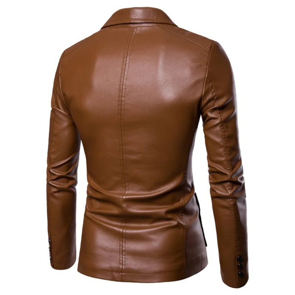 Herren-Anzugsjacke aus PU-Leder mit Revers - Konrad