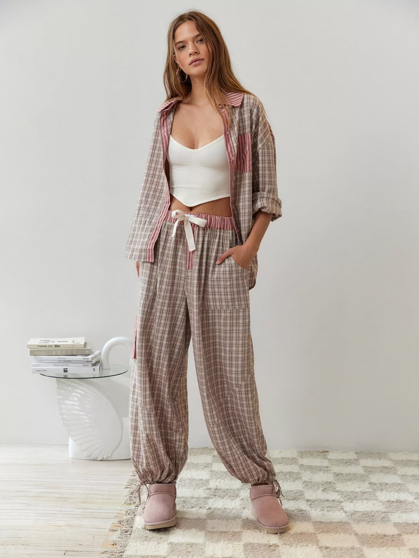 Gemütliche Nächte mit klassischen Pyjama set - Rosa