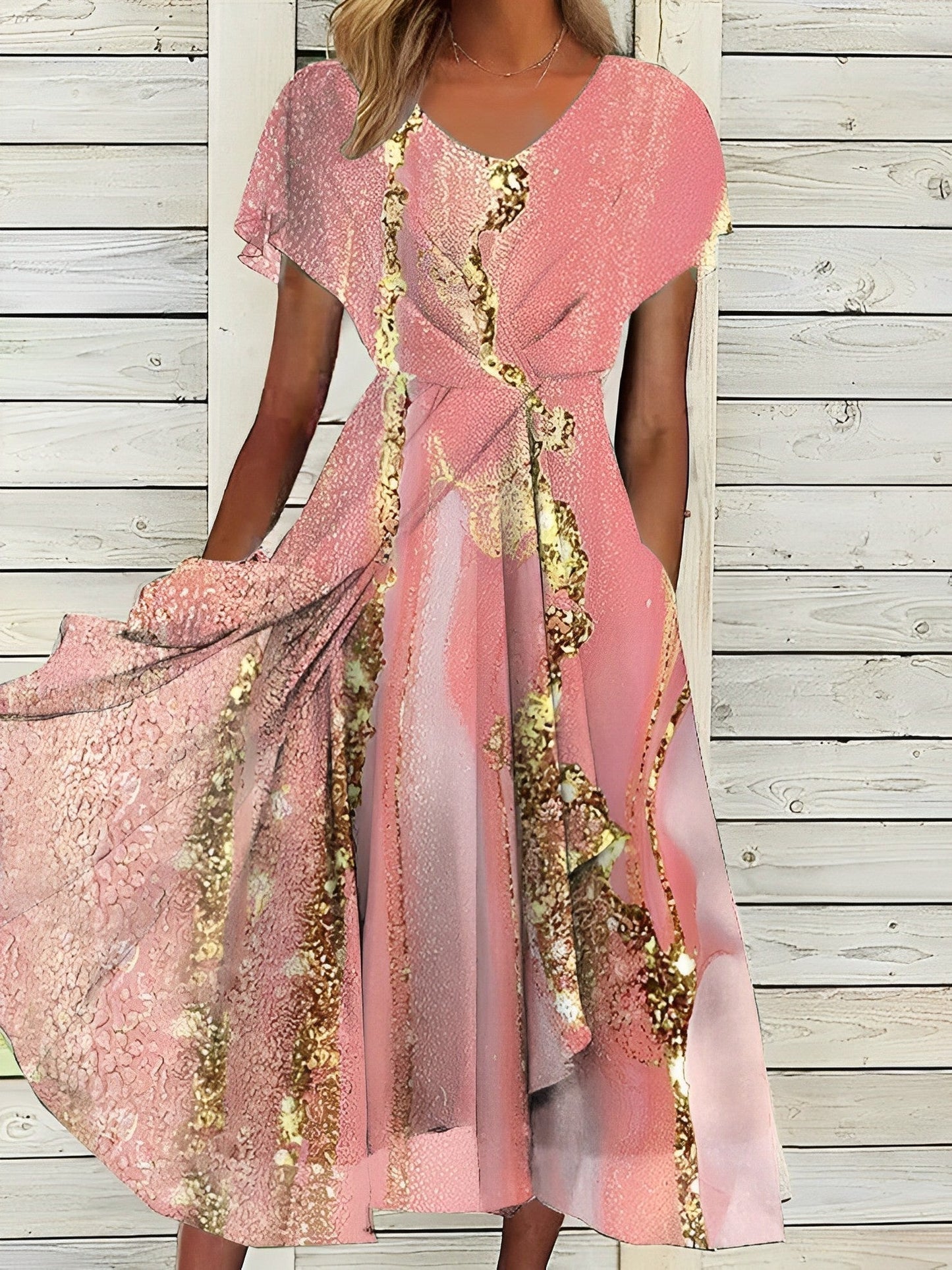 Jasmin - Schönes rosa-goldenes Kleid für besondere Anlässe