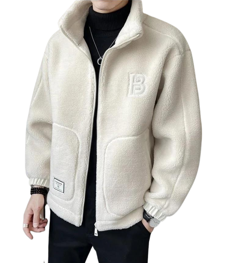 Calebi - Herren Kuschelige Teddy Fleece Jacke