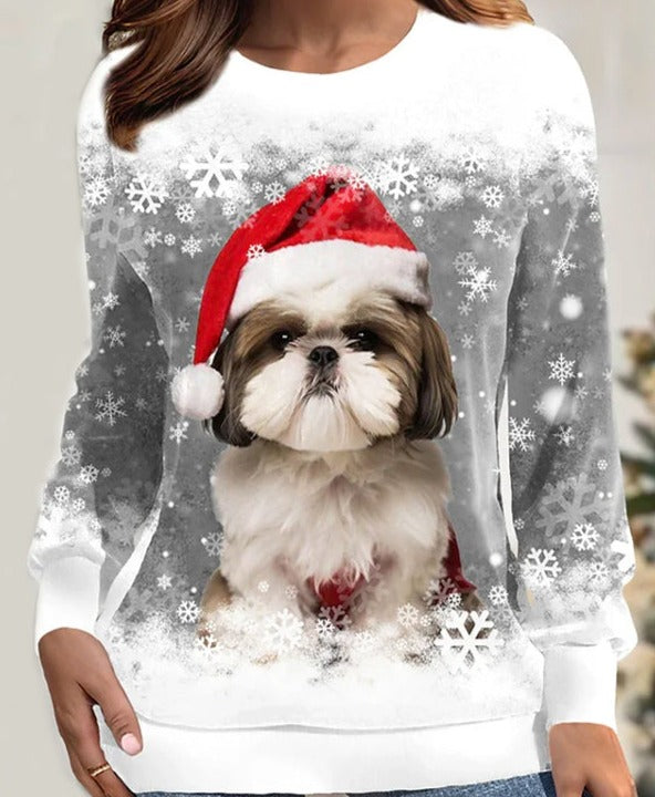 Araceli - Weihnachts-Sweatshirt Mit Hundeaufdruck