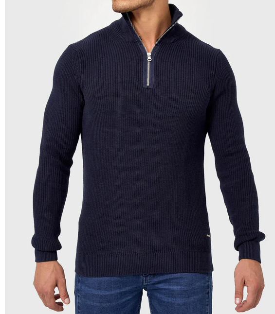 Tommy - Zip Up Langarm Pullover mit Kragen für Herren