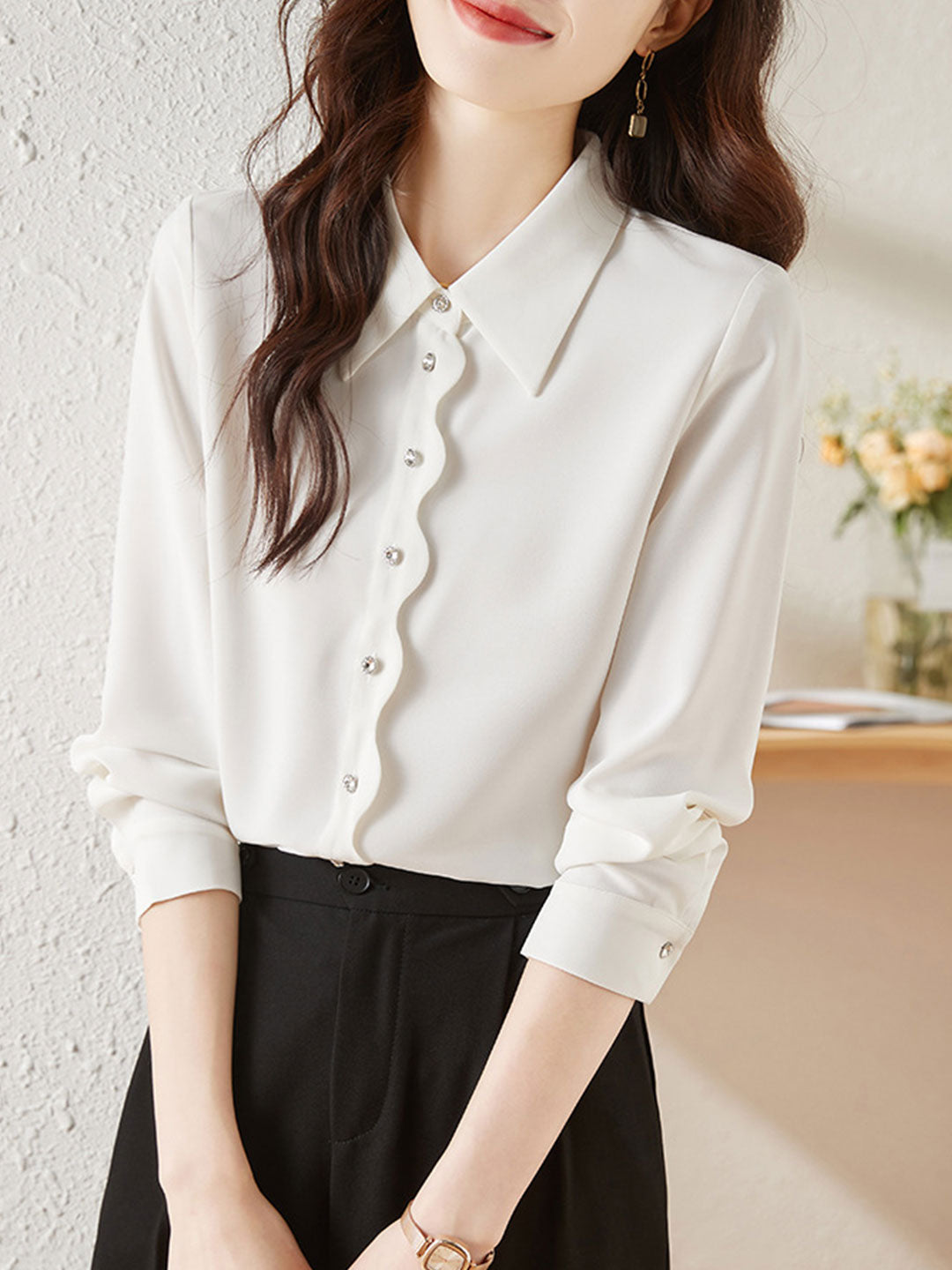 Jael - Chiffon Knopf Bluse