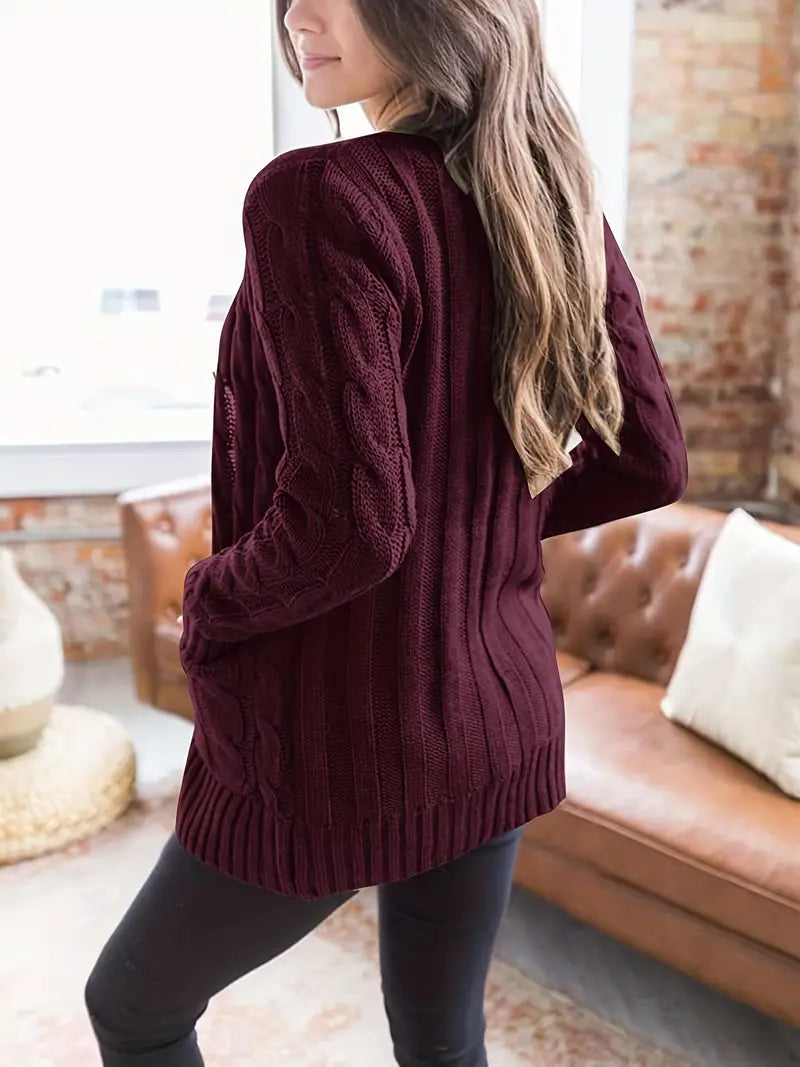 Emilie - Pullover mit Knöpfen und langen Ärmeln Strickjacke