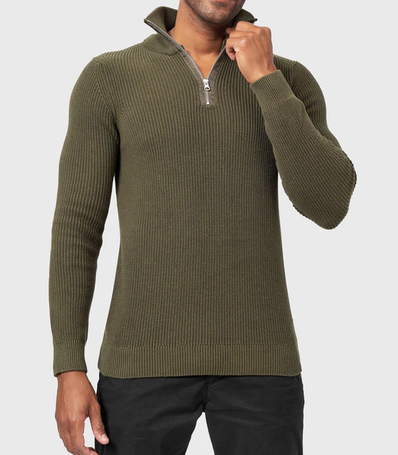 Tommy - Zip Up Langarm Pullover mit Kragen für Herren