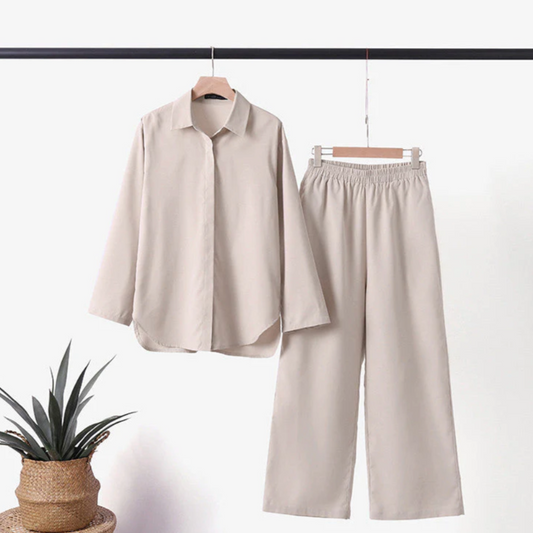 Larona - Komplettes Leinen Set für Damen (Bluse + Hose)