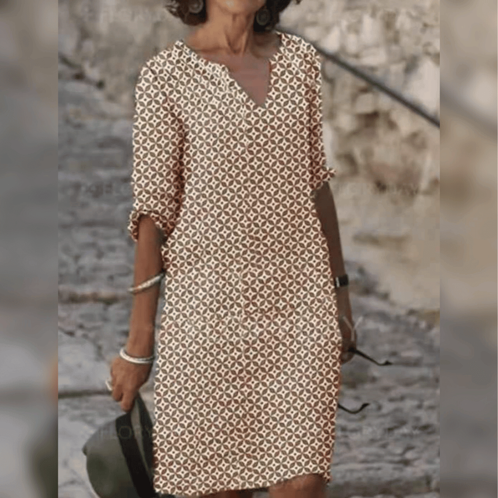 Sorena - Geometrisches Vintage Kleid