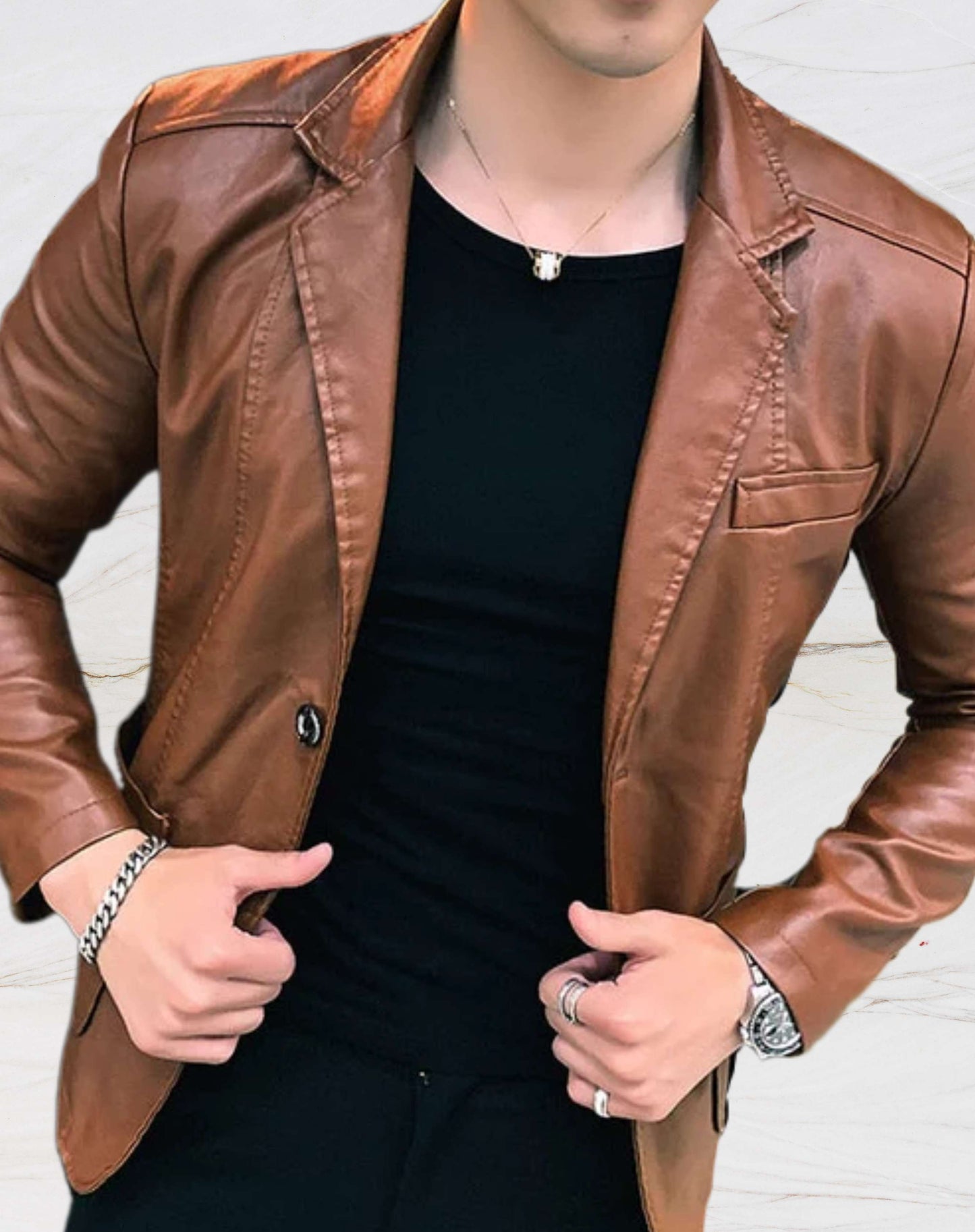 Lässige Slim-Fit-Lederjacke - Georg