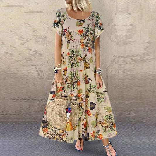 Deriya | Vintage Floral Langes Kleid