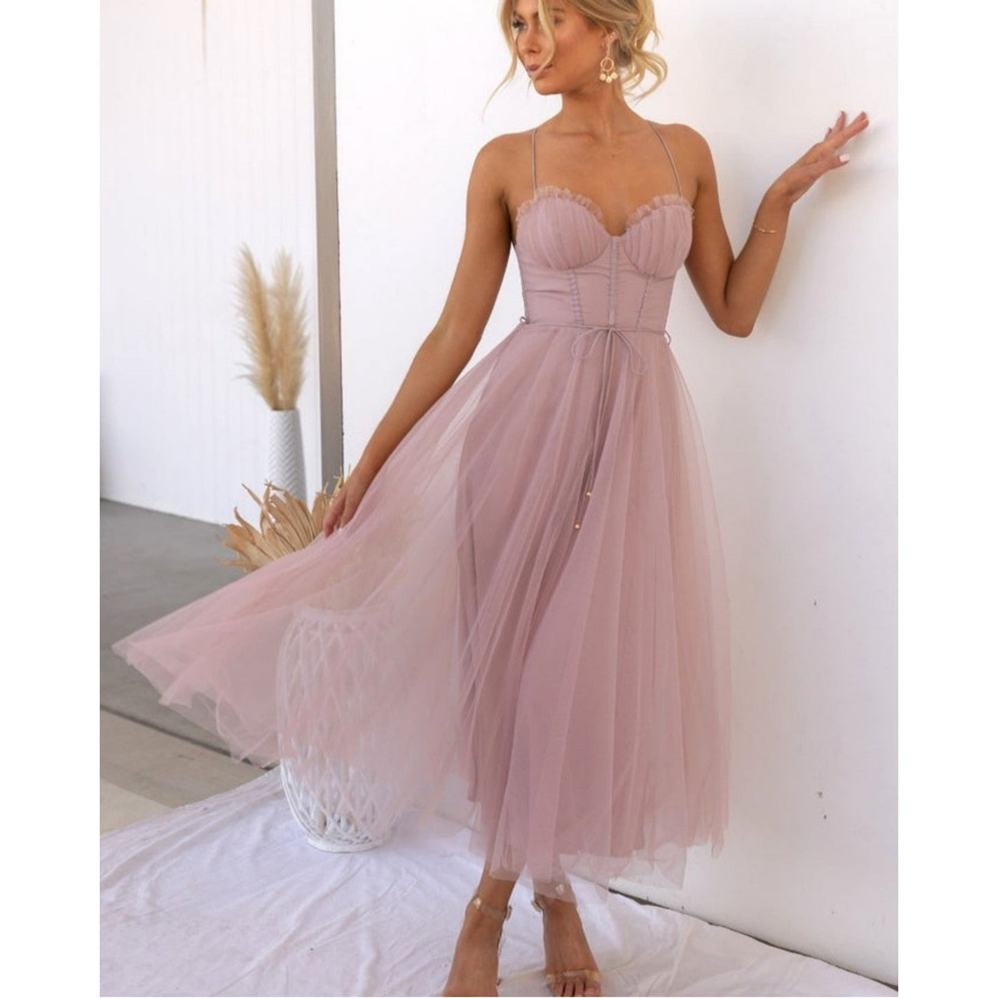 Madeline - Modernes Prinzessin Chiffon Hosenträger Party Maxikleid