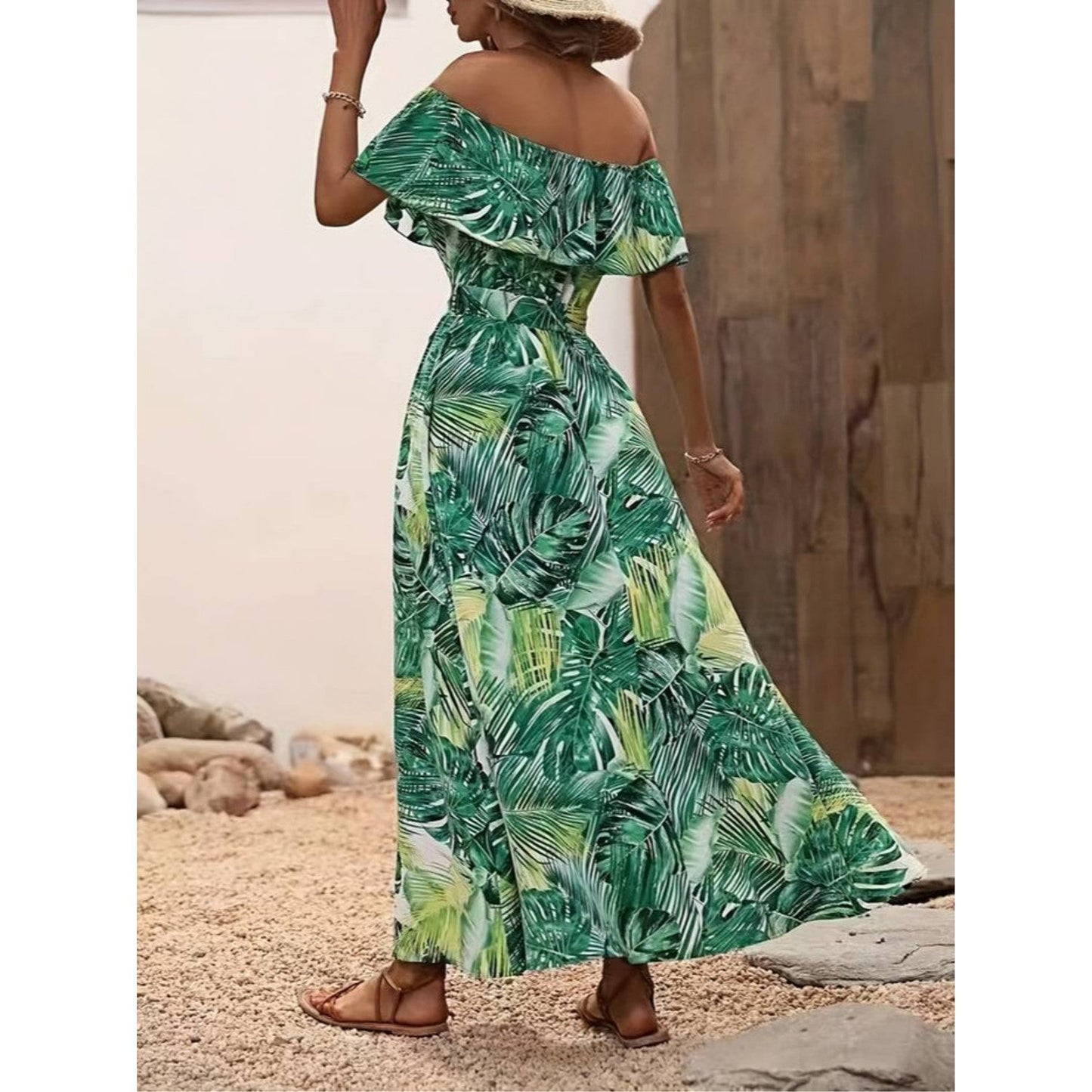 Evas - Off-Shoulder Sommerkleid mit hohem Schlitz