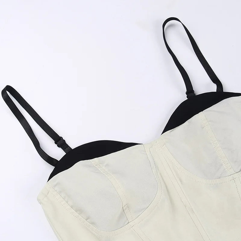 Sophia - Modernes Bustier-Oberteil mit Kontrastpaspelierung und Spaghettiträgern