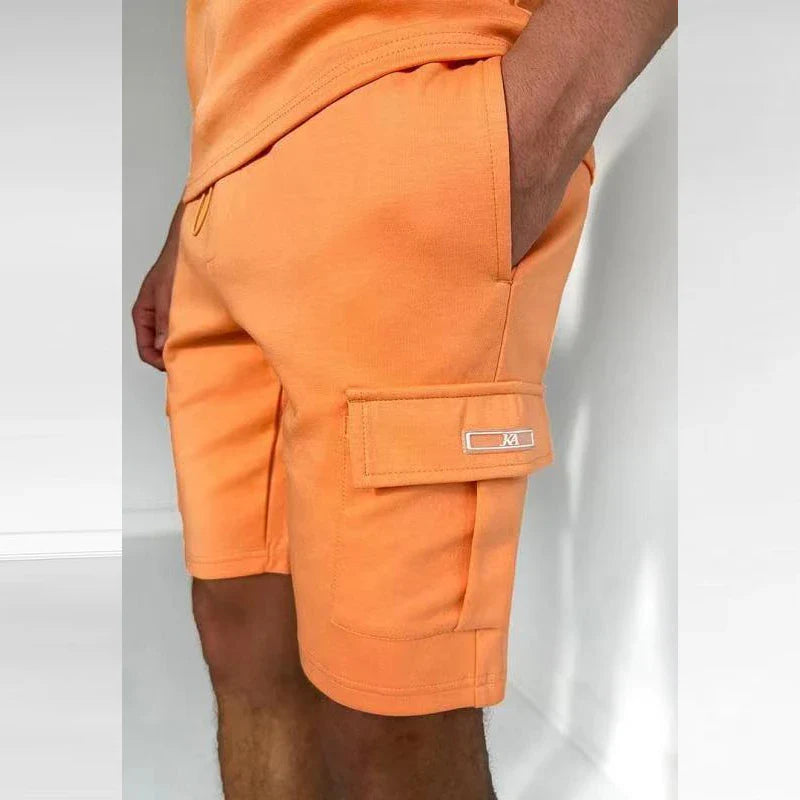 Ethan - Solides Hemd Cargo Shorts