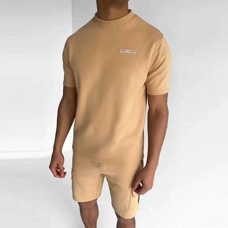 Ethan - Solides Hemd Cargo Shorts