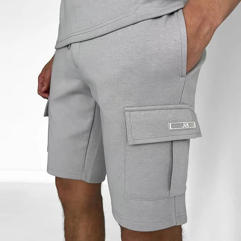 Ethan - Solides Hemd Cargo Shorts