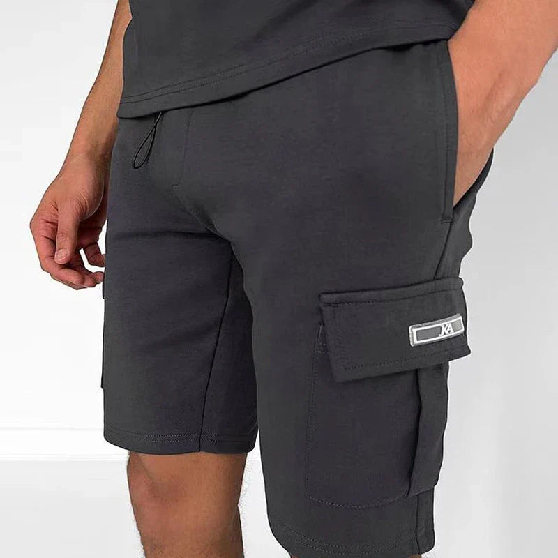 Ethan - Solides Hemd Cargo Shorts