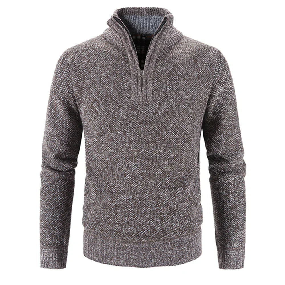 Lässiger Halb-Reißverschluss Thermopullover - Horje