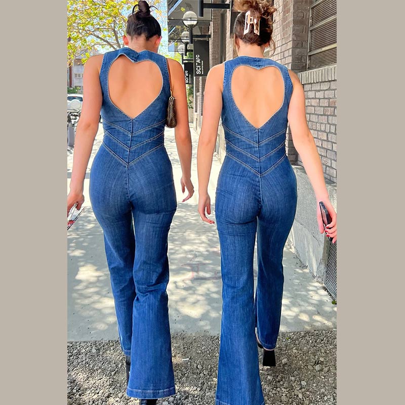 Cassie - Bodycon Rückenfreier Herz Jumpsuit