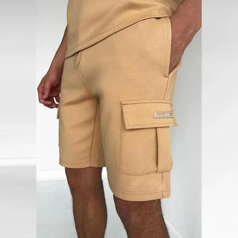 Ethan - Solides Hemd Cargo Shorts