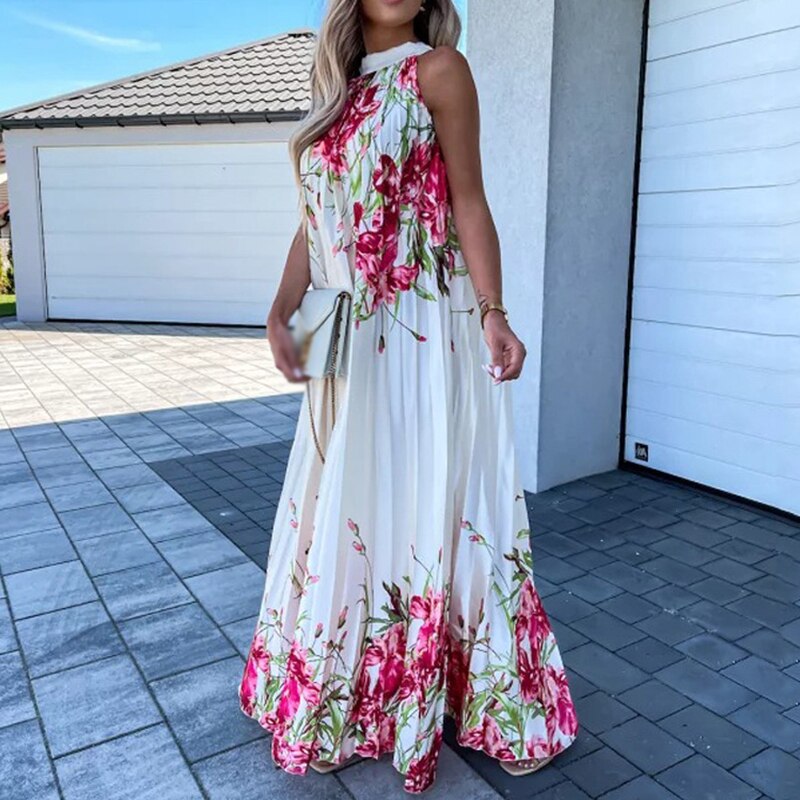 Leah - Geblümtes Maxikleid mit Plisseefalten