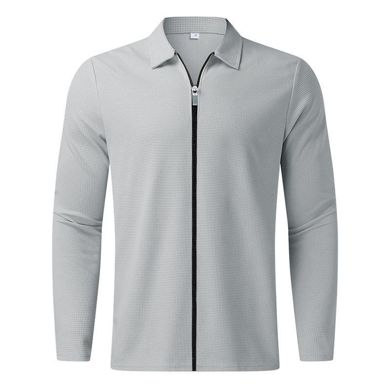 Parker | Solid slim Herren Waffeljacke mit Reversreißverschluss