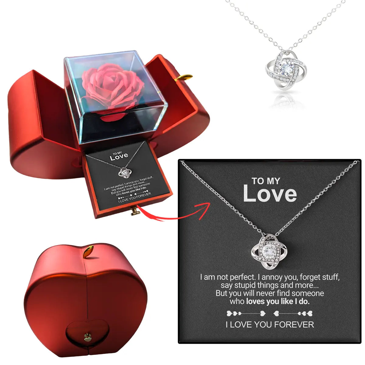 Ewige Liebe Halskette - Luxus Rose Box